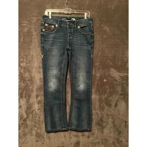 Women’s Seven 7 Jeans Size 27 Distressed Boot Cut Inseam 28 Thick Stitches